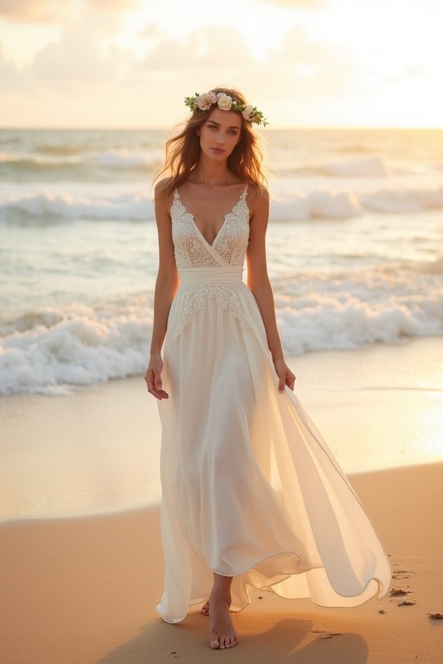 elegant beach wedding attire