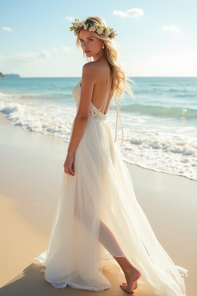 elegant beach wedding attire