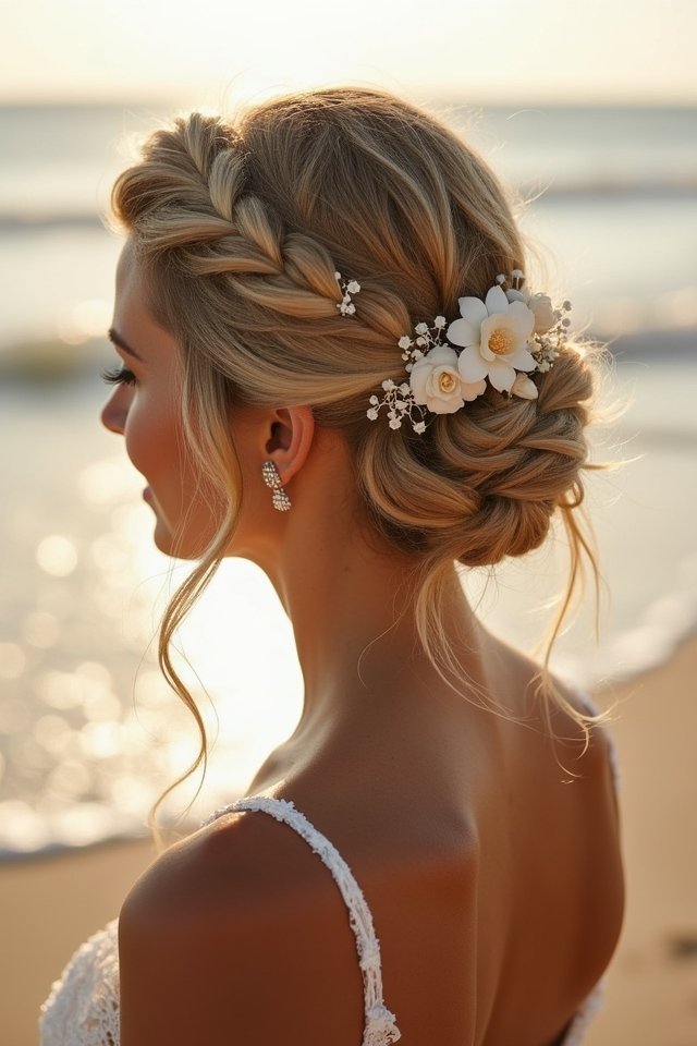 elegant beach wedding hairstyle