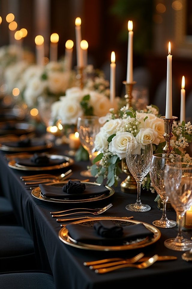 elegant black gold wedding decor