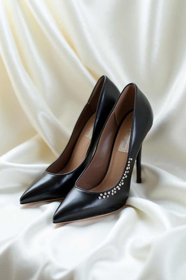 elegant black pointed toe heels