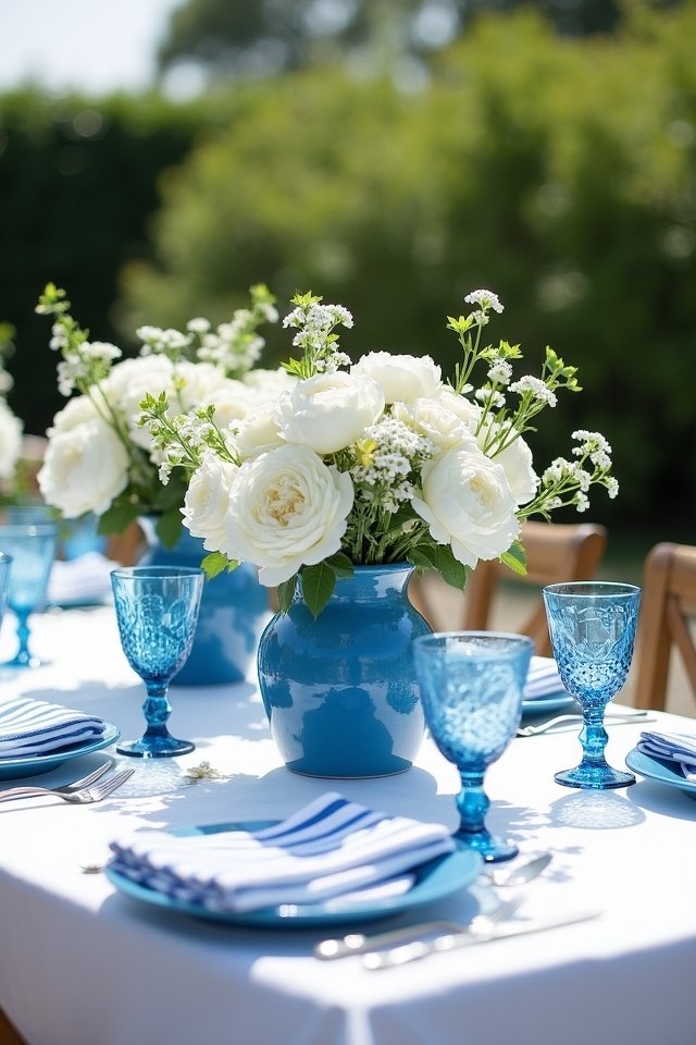 elegant blue and white