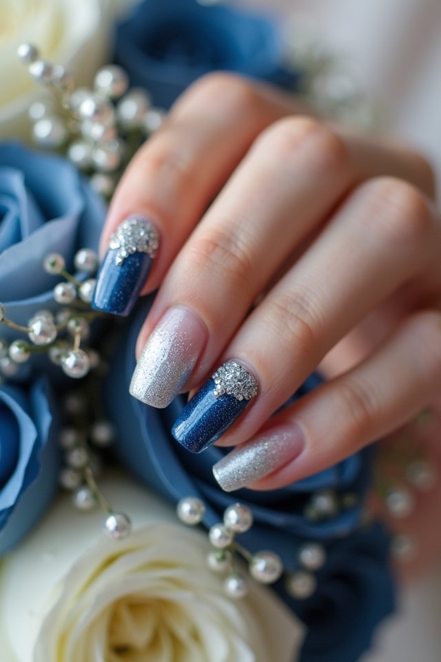 elegant blue silver ombre