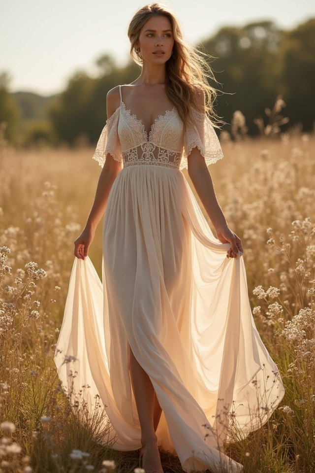 elegant bohemian silk dress