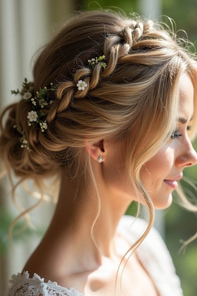 elegant braided messy bun