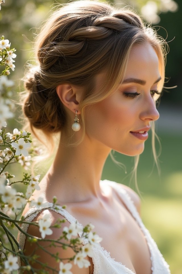 elegant braided wedding updo