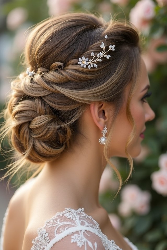 elegant bridal braided updo
