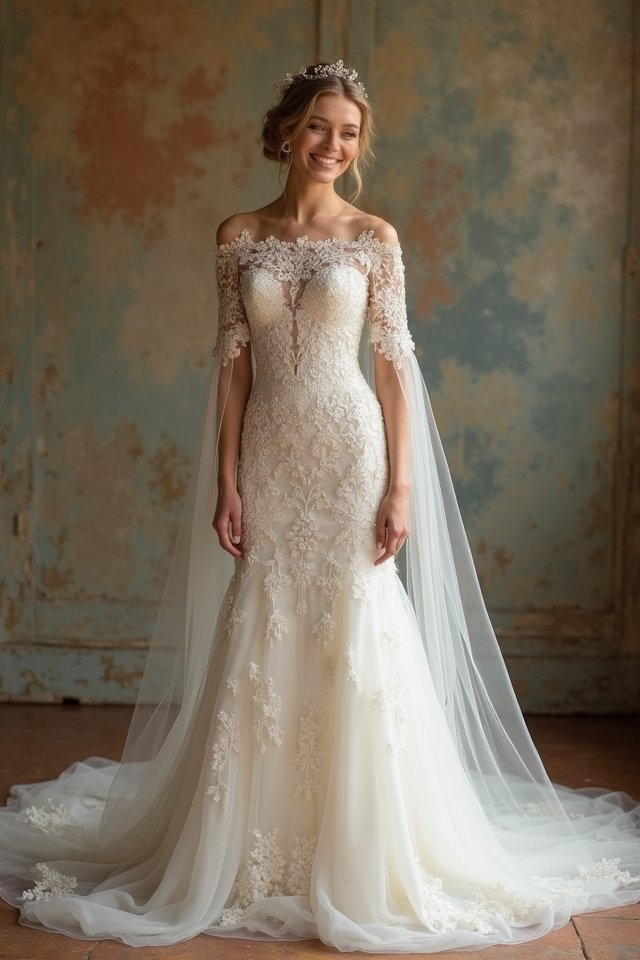 elegant bridal cape styles