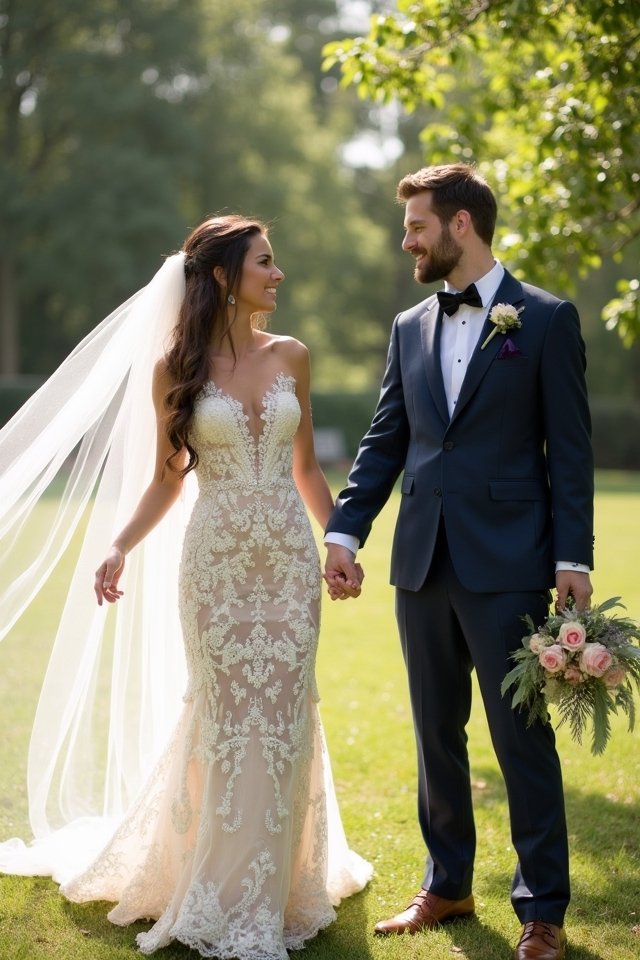 elegant bridal gown ensemble