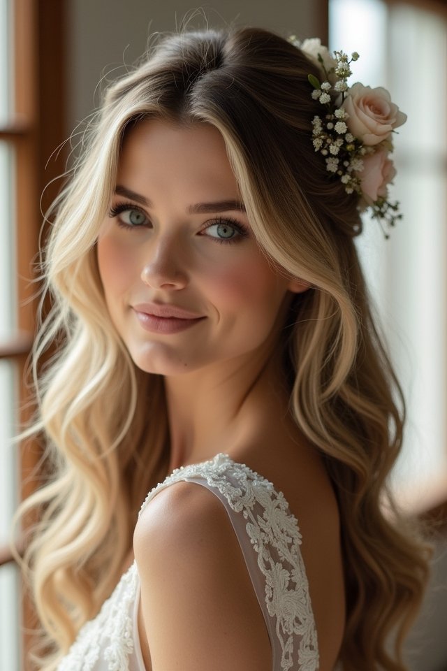 elegant bridal loose waves