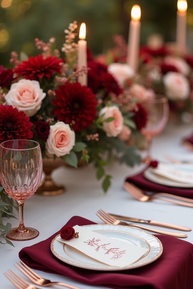 elegant burgundy and rose gold