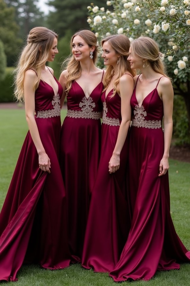 elegant burgundy bridesmaid styles