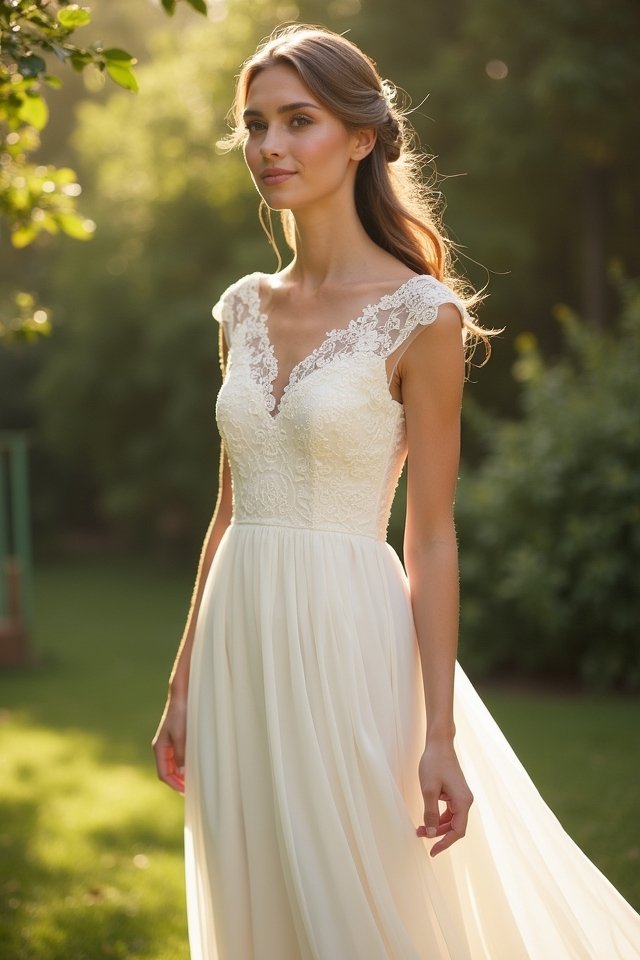 elegant cap sleeve gown