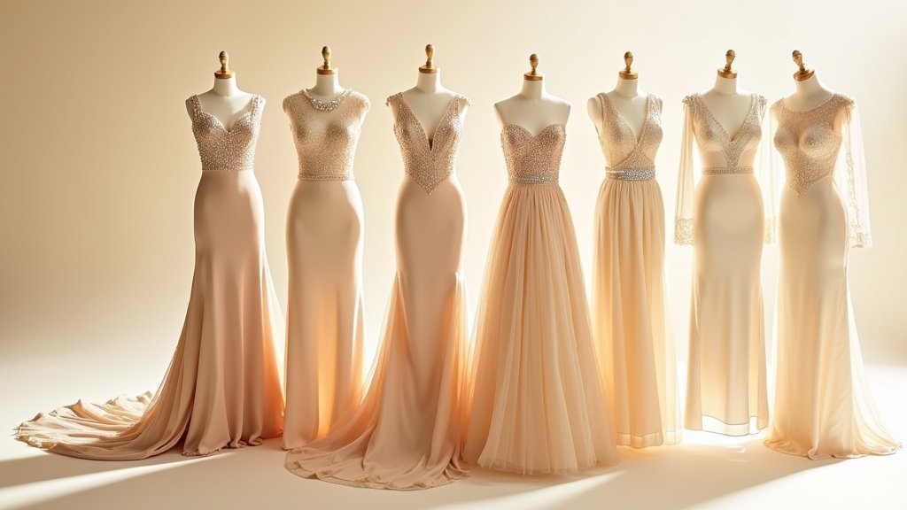 elegant champagne toned gowns