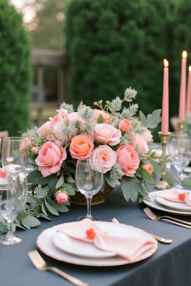 elegant charcoal and coral