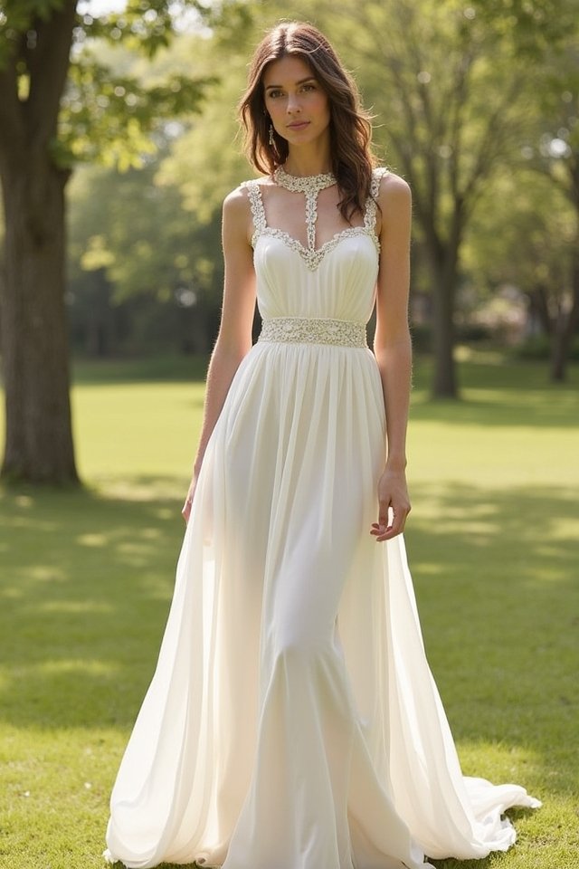 elegant chiffon high neckline