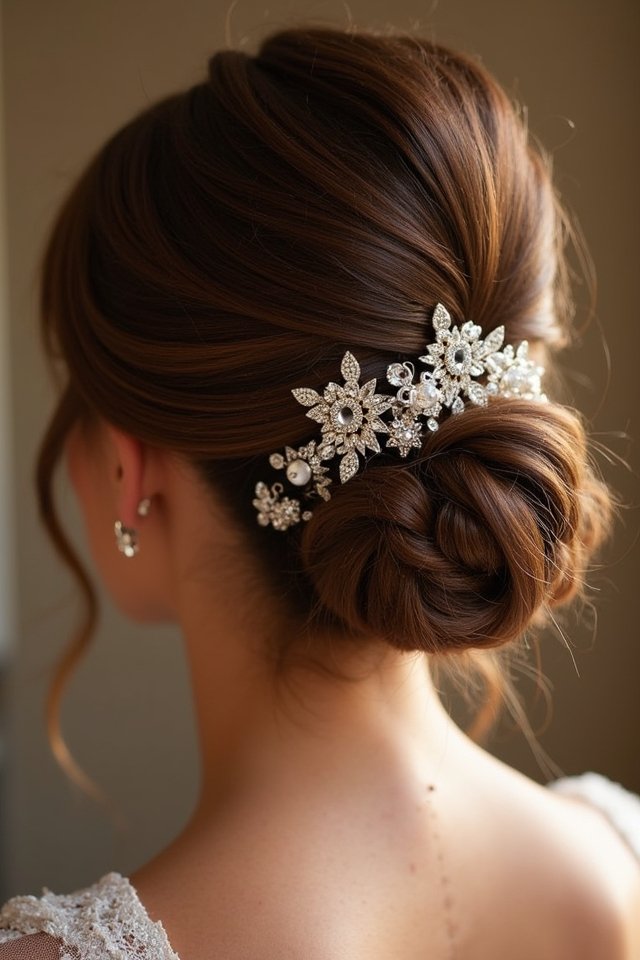elegant chignon with accessories