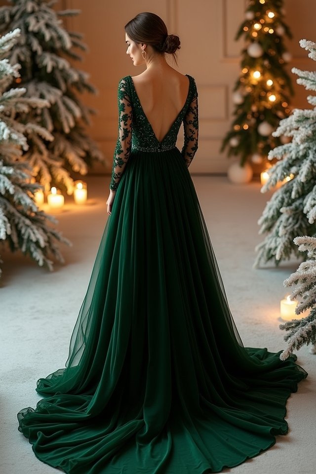 elegant deep green gown