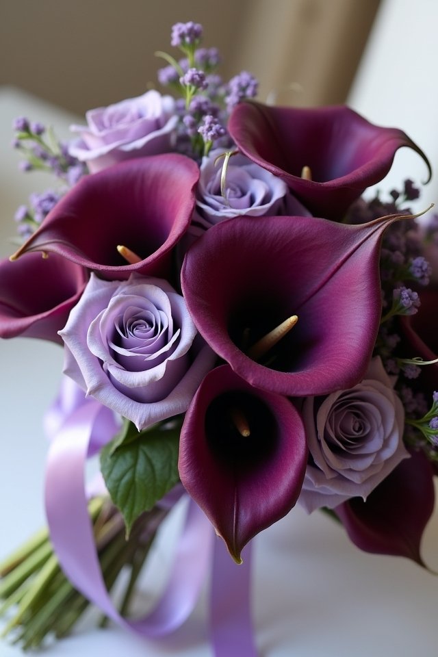 elegant deep purple calla lily
