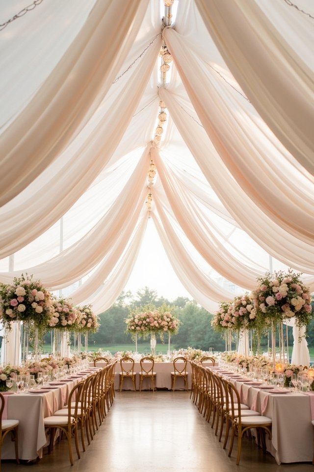 elegant draped fabric display