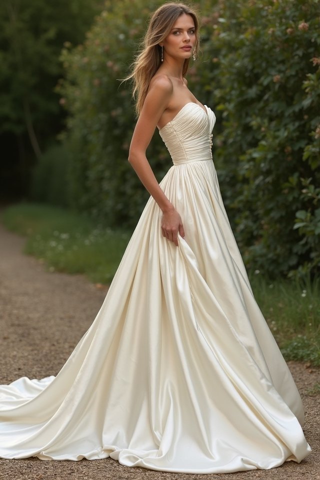 elegant draped silk gown