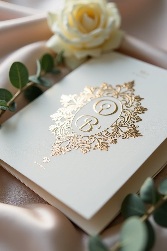 elegant embossed monogram invitations
