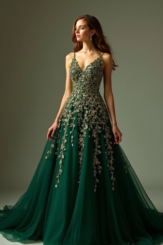elegant embroidered gown statement