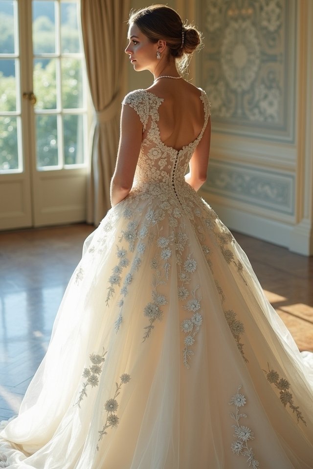 elegant embroidered organza gown