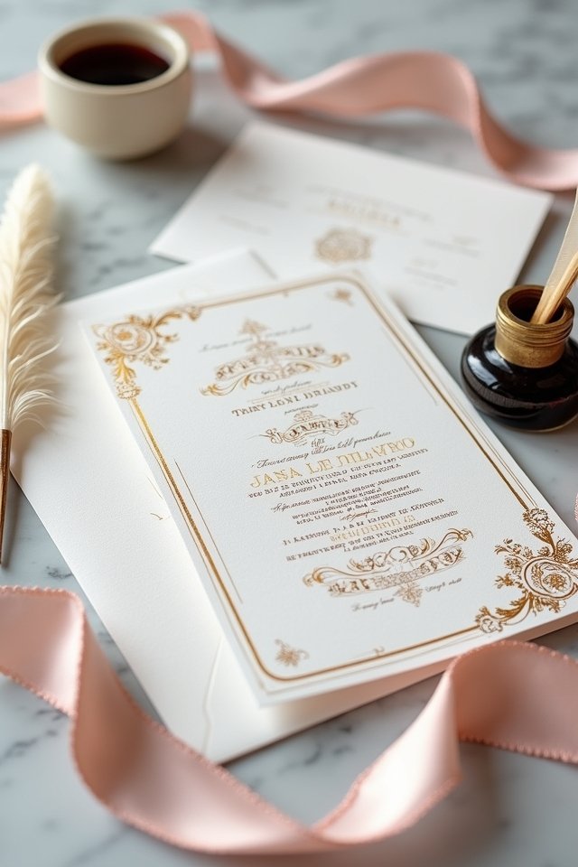 elegant engraved wedding invitations