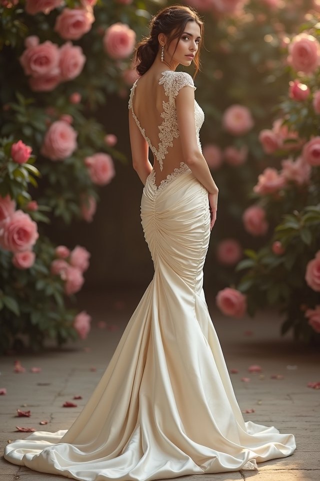 elegant figure hugging silk gown