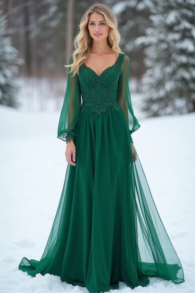 elegant floor length chiffon gown