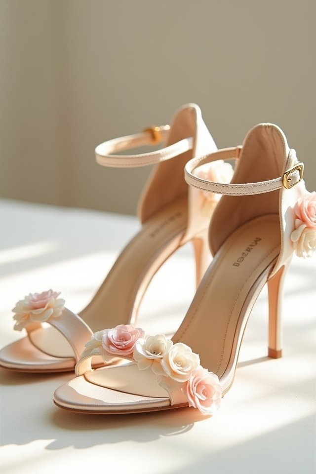 elegant floral ankle heels