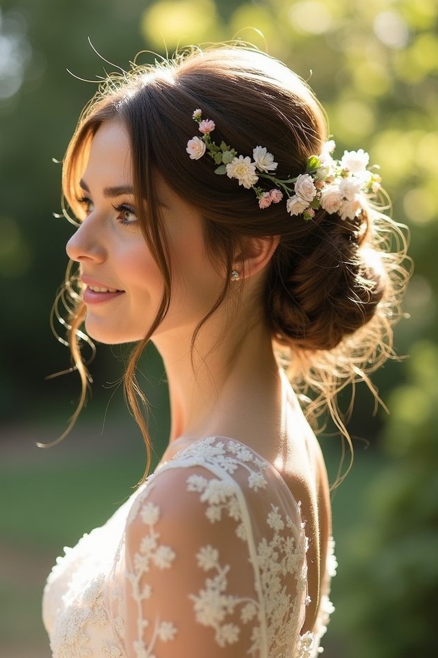 elegant floral updo beauty