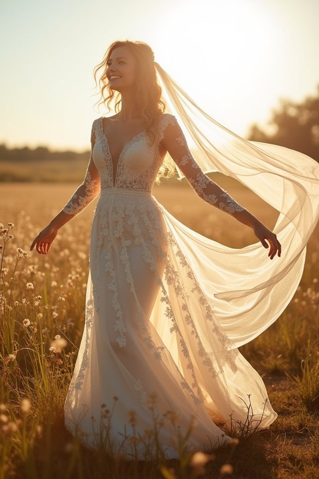 elegant flowing lace gowns