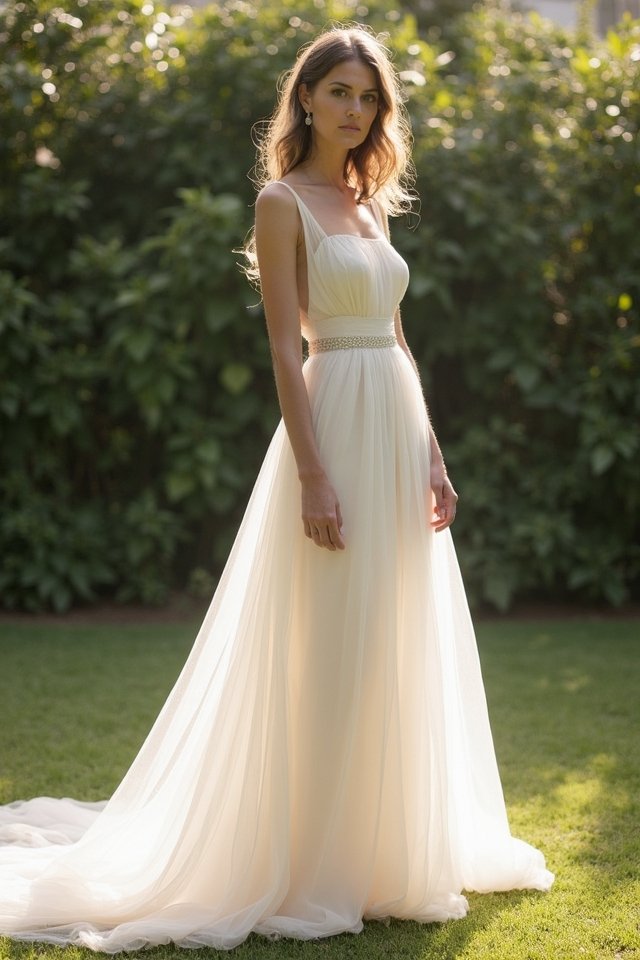 elegant flowing tulle gown