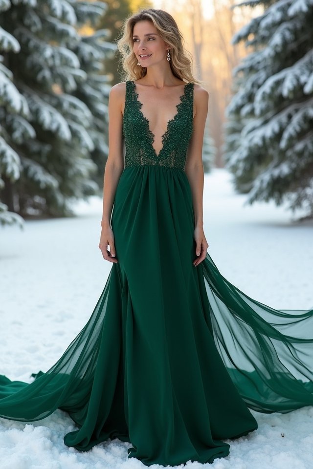 elegant forest green dress