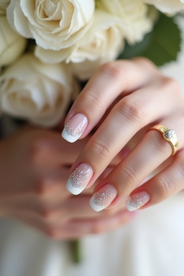 elegant french glitter tips