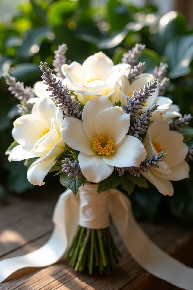 elegant gardenia lavender bouquet