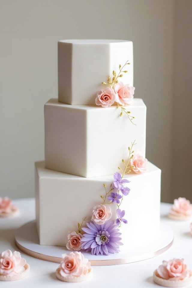 elegant geometric watercolor cake