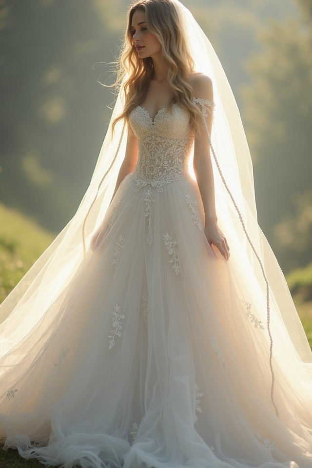 elegant gown and veil