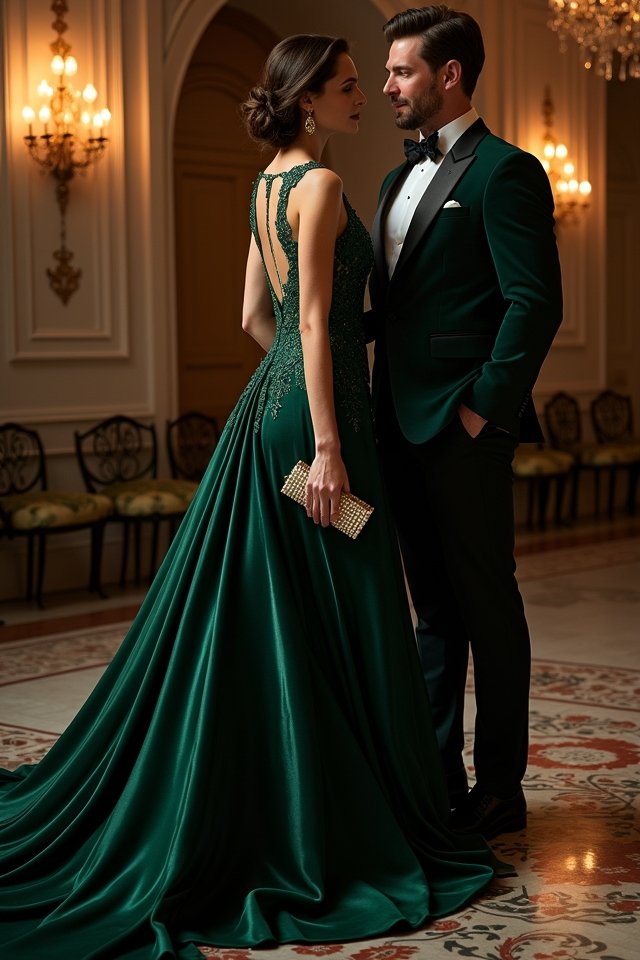 elegant gown luxurious fabrics