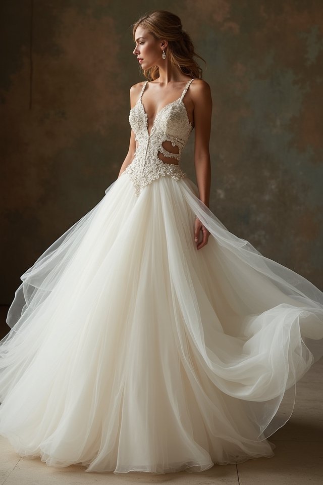 elegant gown with cutouts