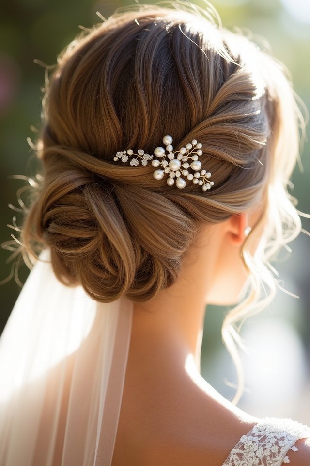 elegant half up chignon style