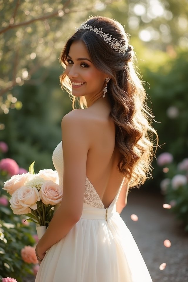 elegant half up curls