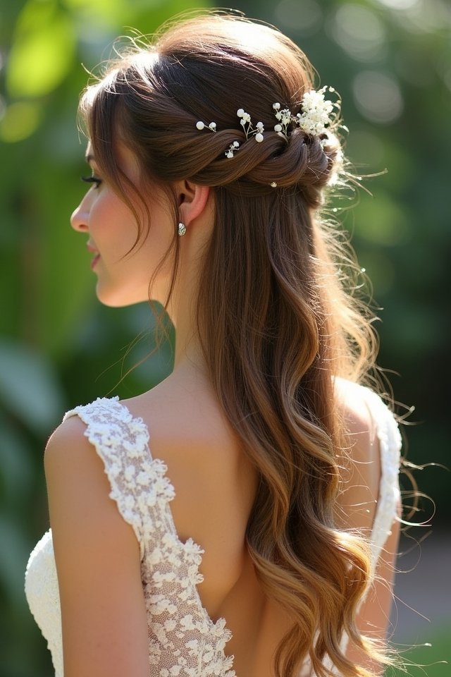 elegant half up fishtail braid