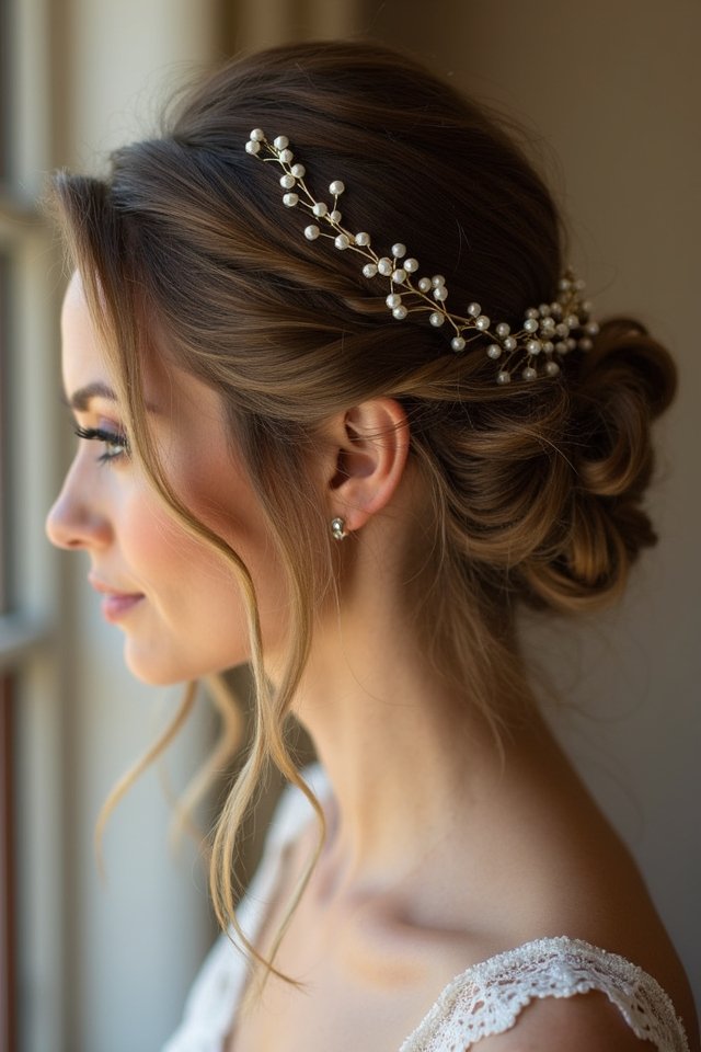 elegant half up hairstyle accessories