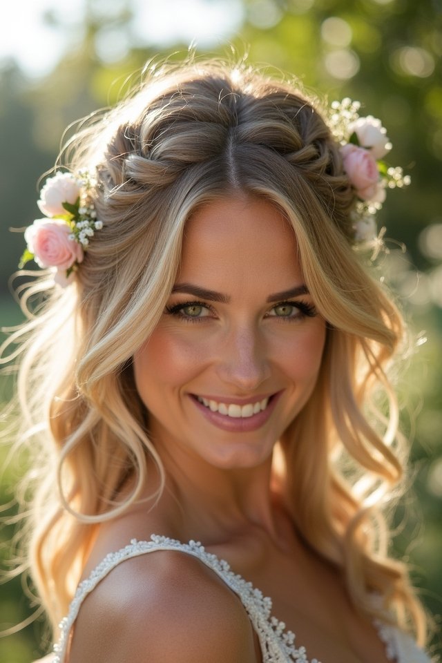 elegant half up hairstyle choice