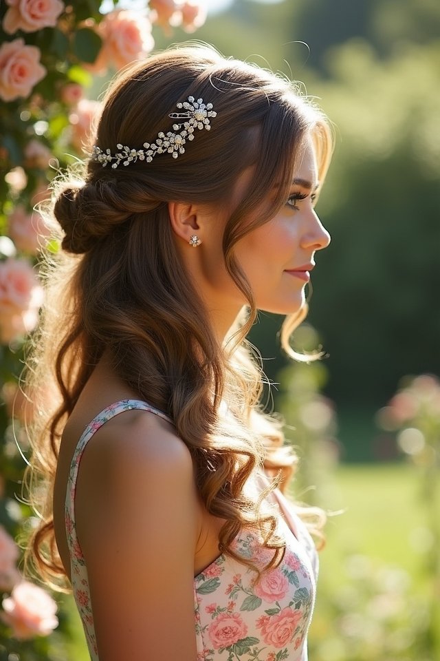 elegant half up hairstyle pins