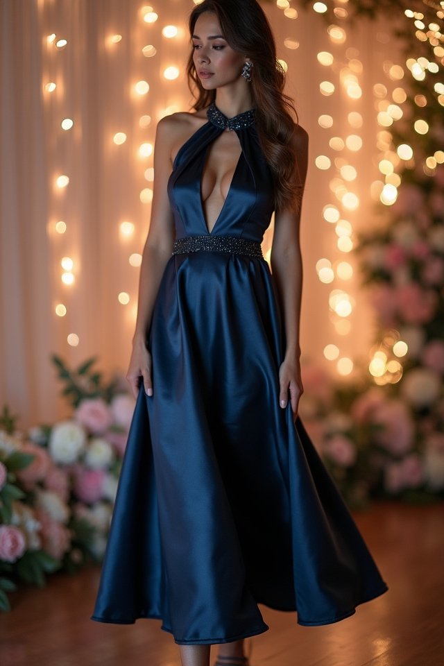 elegant halter neck dress