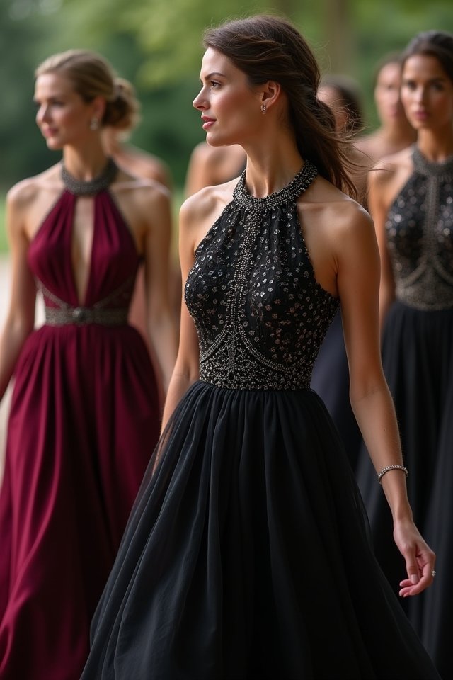 elegant halter neck dress